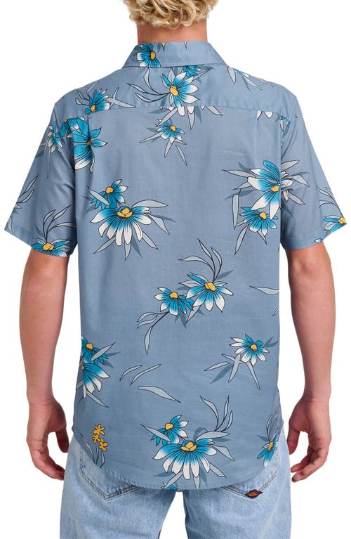 Quiksilver Costal Flora Classic Fit Floal Short Sleeve Cotton Button-up Shirt In Blue