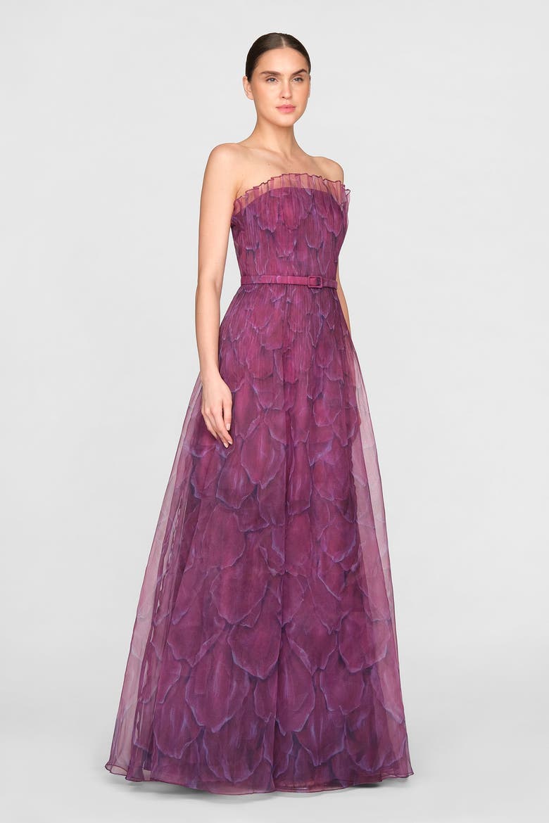 Ivana Printed Organza Gown, Alternate, color, PETAL OBSCURA