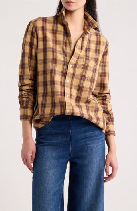 Eileen Relaxed Cotton Flannel Button-Up Shirt