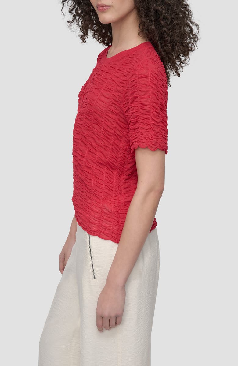 DKNY Superfine Textured Short Sleeve Sweater, Alternate, color, Summer Cherry