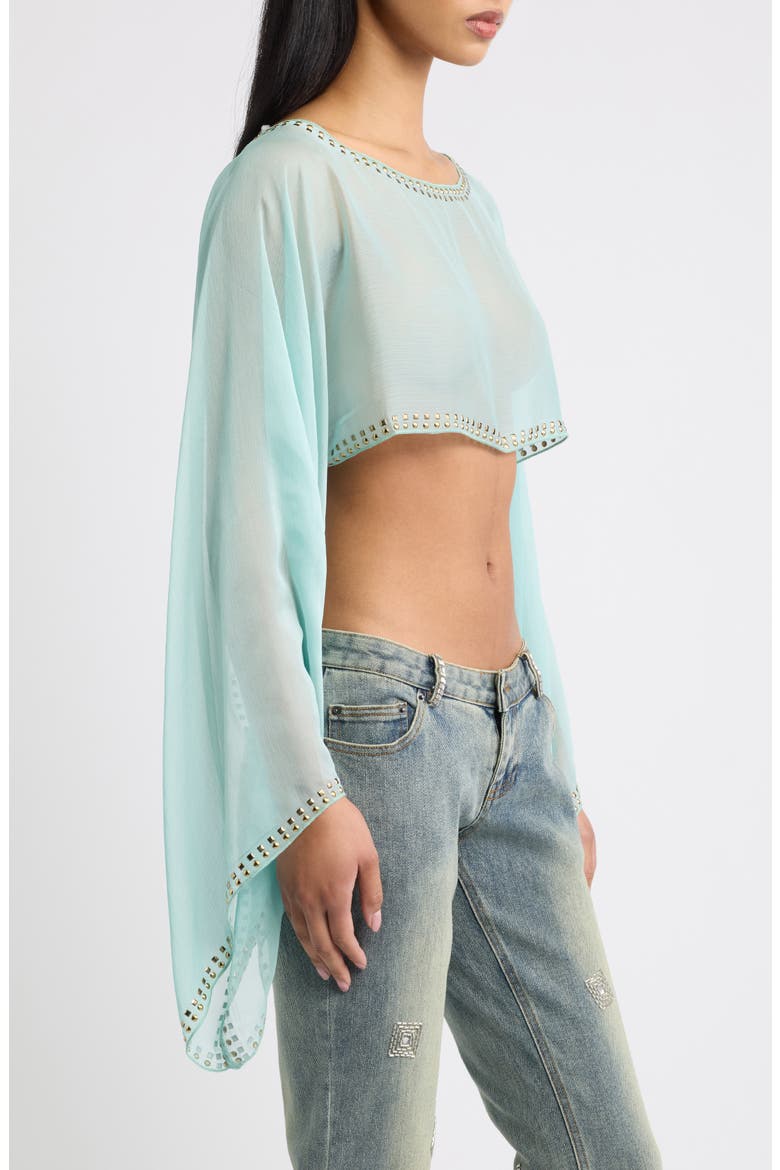 Long Sleeve Embellished Cape Top, Alternate, color, BLUE