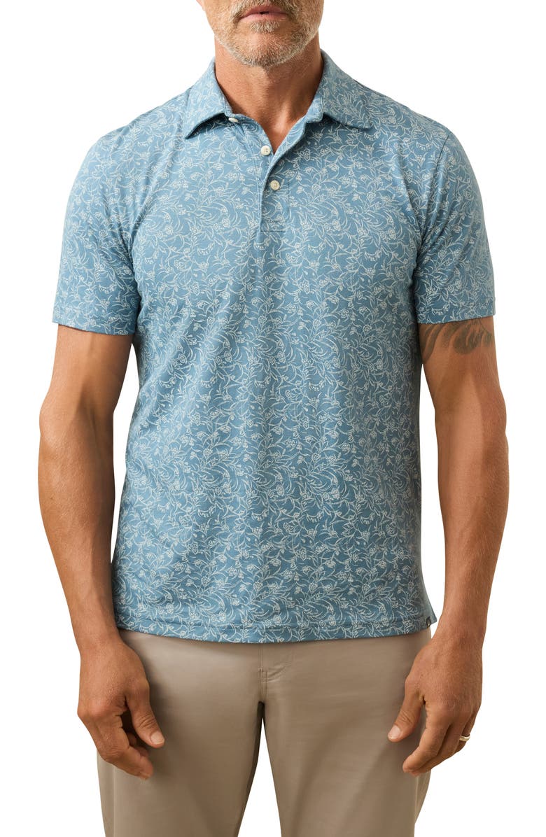 Faherty Movement Piqué Polo, Main, color, Blue Woodland Sky