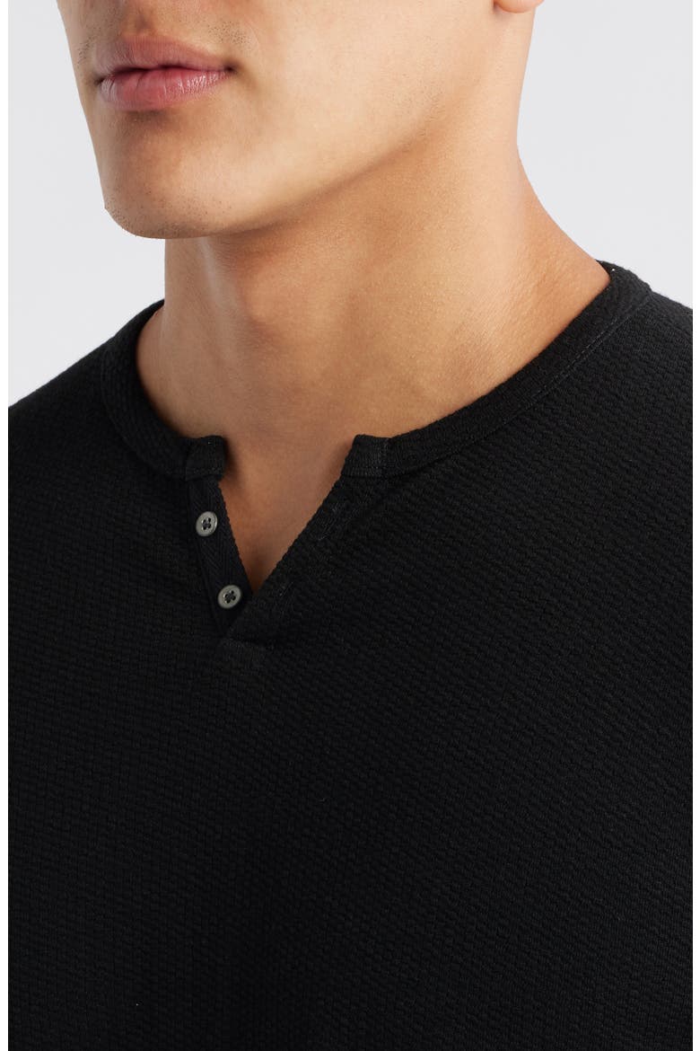 Lucerine Navy Waffle Cotton & Modal Henley, Alternate, color, BLACK