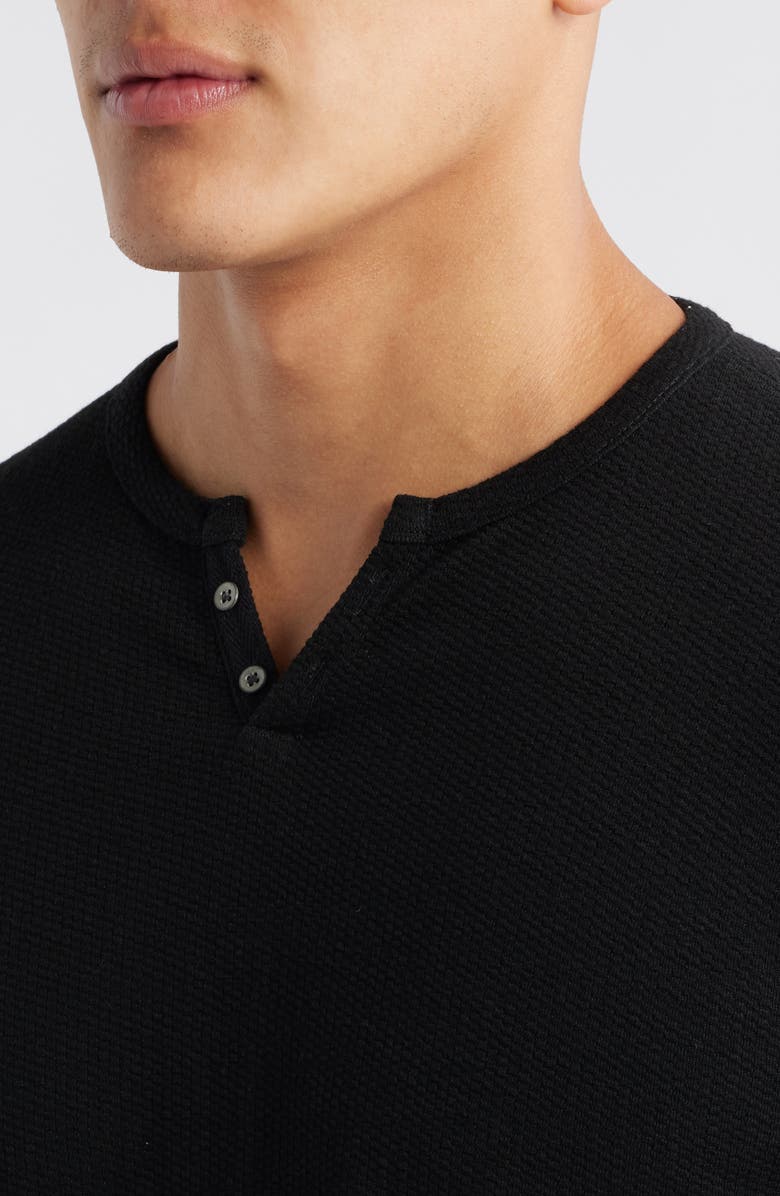 W.R.K Lucerine White Waffle Cotton & Modal Henley, Alternate, color, Black