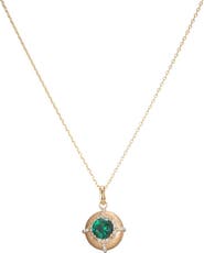BY ADINA EDEN Emerald Green Round Halo Pendant Necklace
