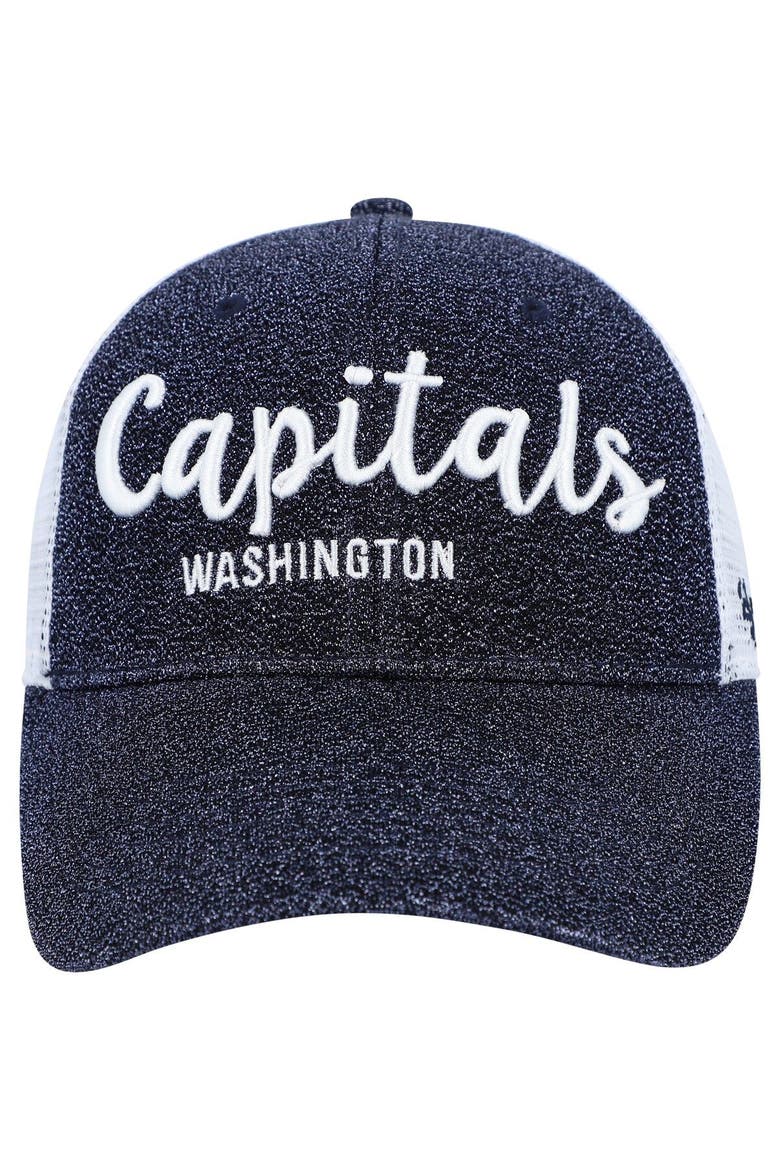 Women's '47 Navy/White Washington Capitals Encore MVP Trucker Snapback Hat, Alternate, color, Navy