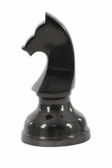 COSMO BY COSMOPOLITAN Dark Gray Aluminum Chess Sculpture with Knight, Queen & King - Set of 3