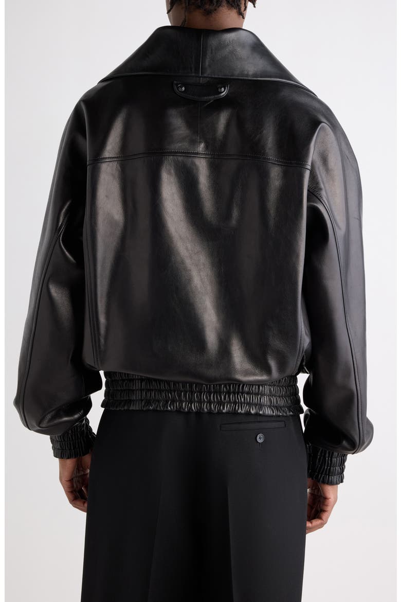 High Collar Leather Jacket, Alternate, color, 1000 BLACK