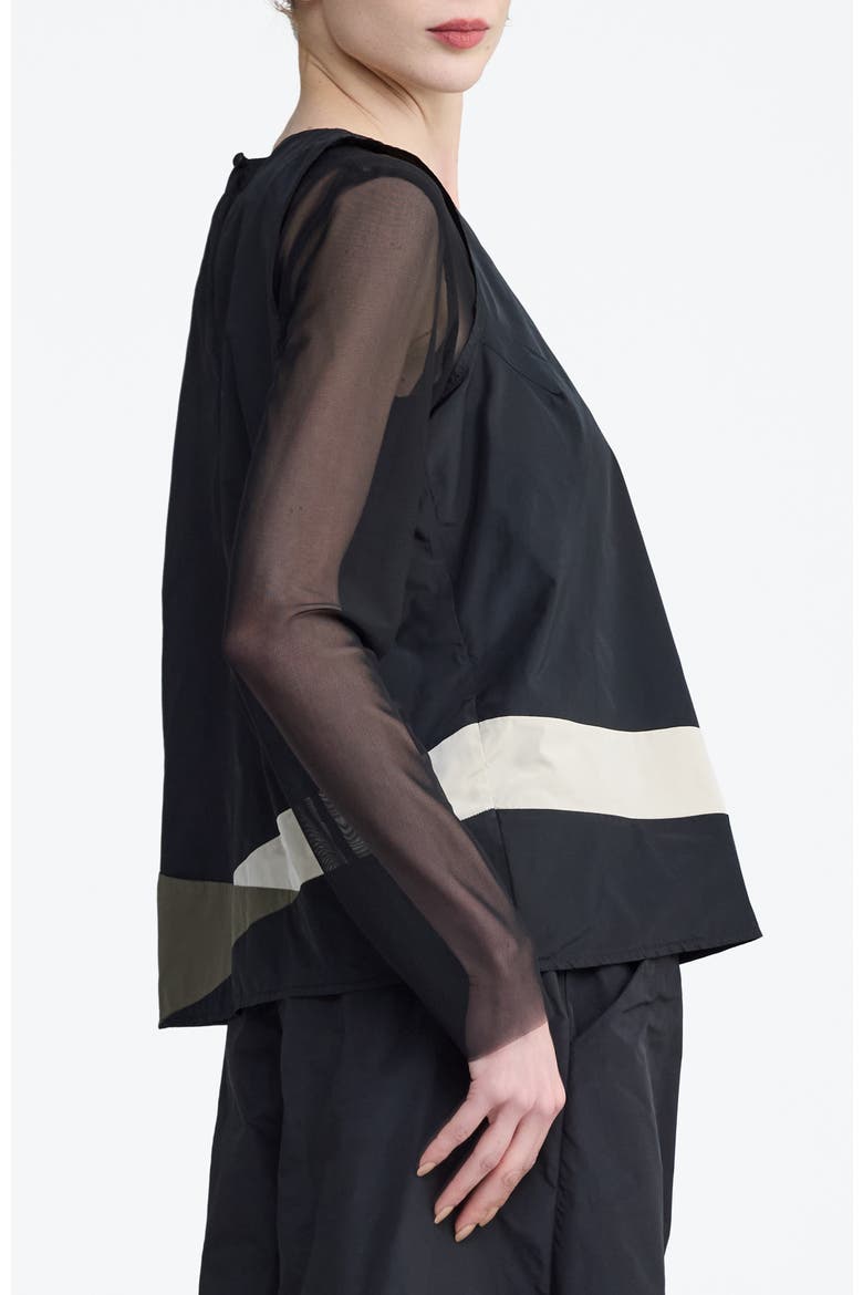 Tallora Asymmetric Panel Taffeta Top, Alternate, color, Black