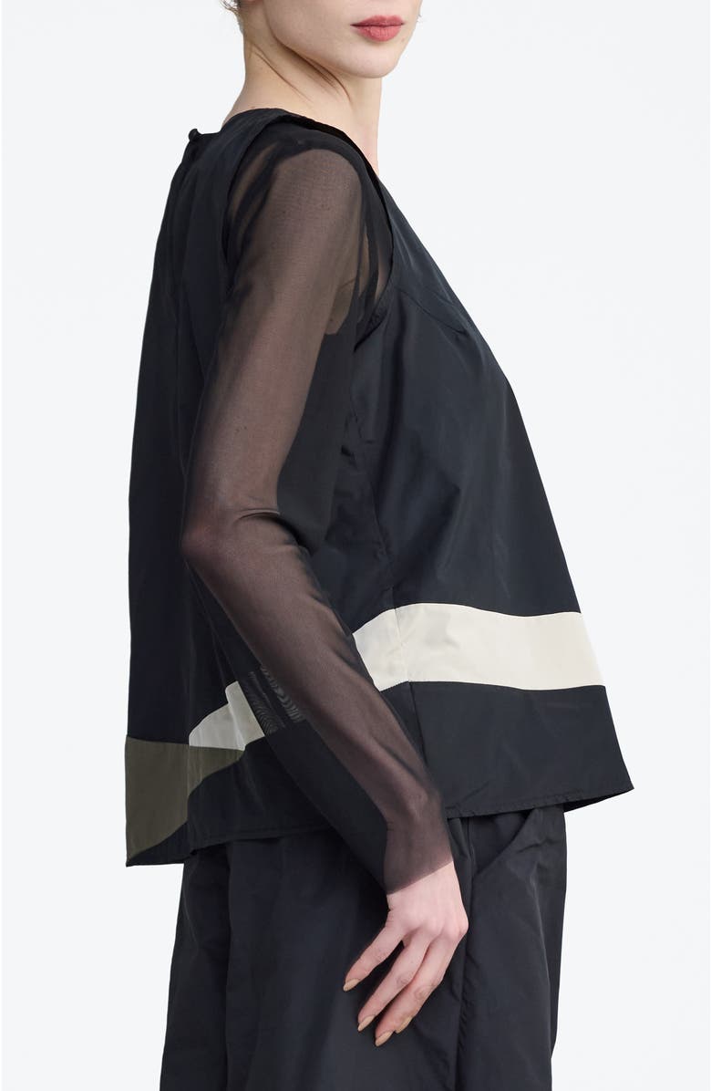 LUUKAA Tallora Asymmetric Panel Taffeta Top, Alternate, color, Black