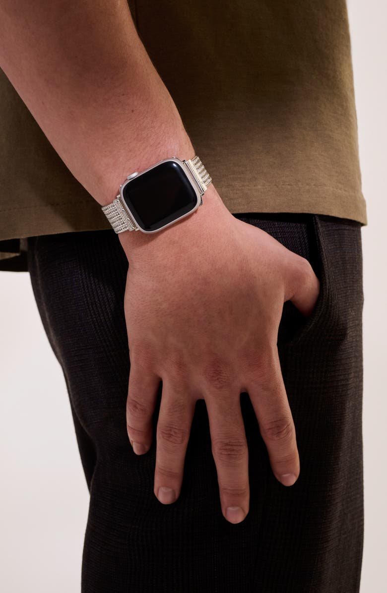 John Hardy Smart Watch Strap Diamond Pavé, 18mm, Alternate, color, Silver