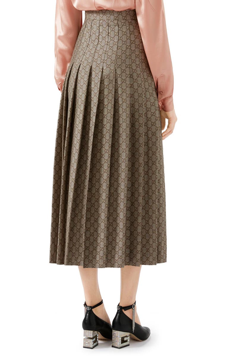 Gucci Pleated GG Canvas Skirt, Alternate, color, 