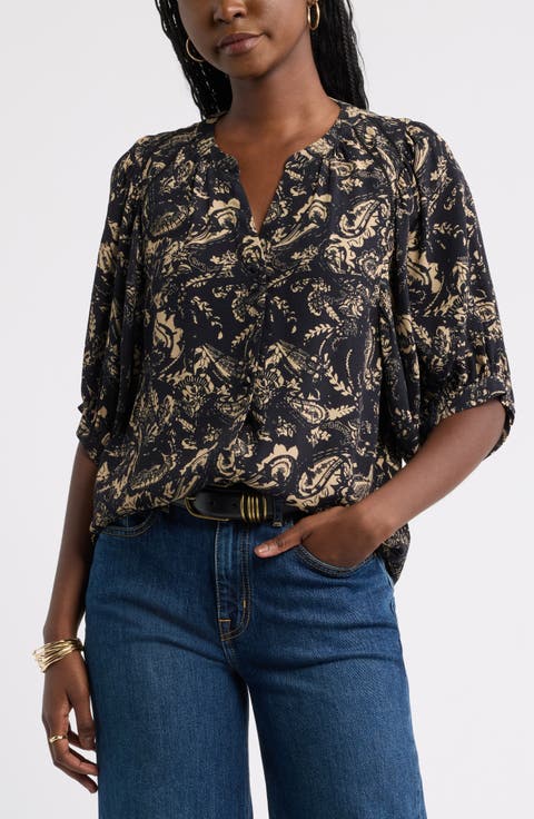 Raglan Sleeve Button-Up Shirt