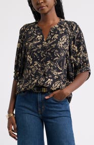 Treasure & Bond Raglan Sleeve Button-Up Shirt
