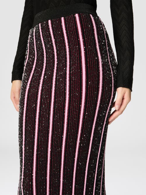 Missoni Long Ribbed Ribbed Skirt With Sequins In Red  & Black