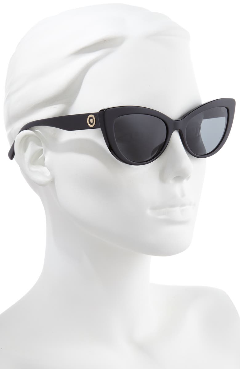 Versace 54mm Cat Eye Sunglasses, Alternate, color, Black/ Black