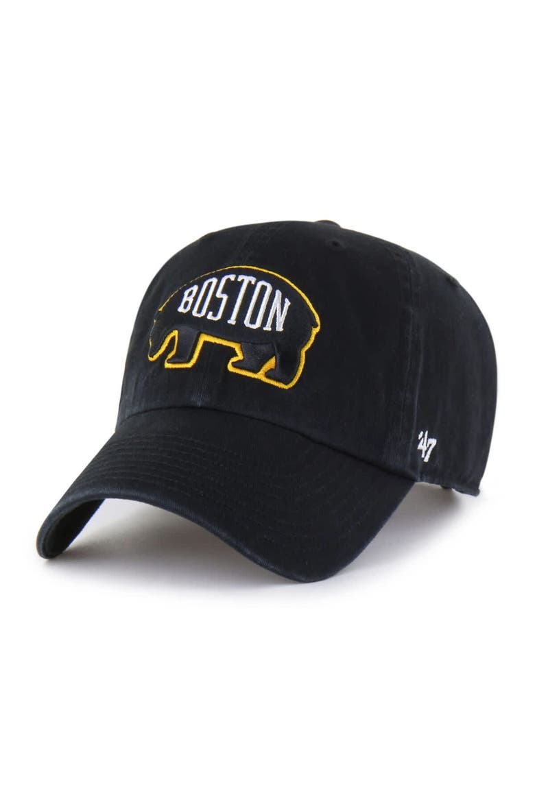 Men's '47  Black Boston Bruins Alternate Logo Clean Up Adjustable Hat, Main, color, Black