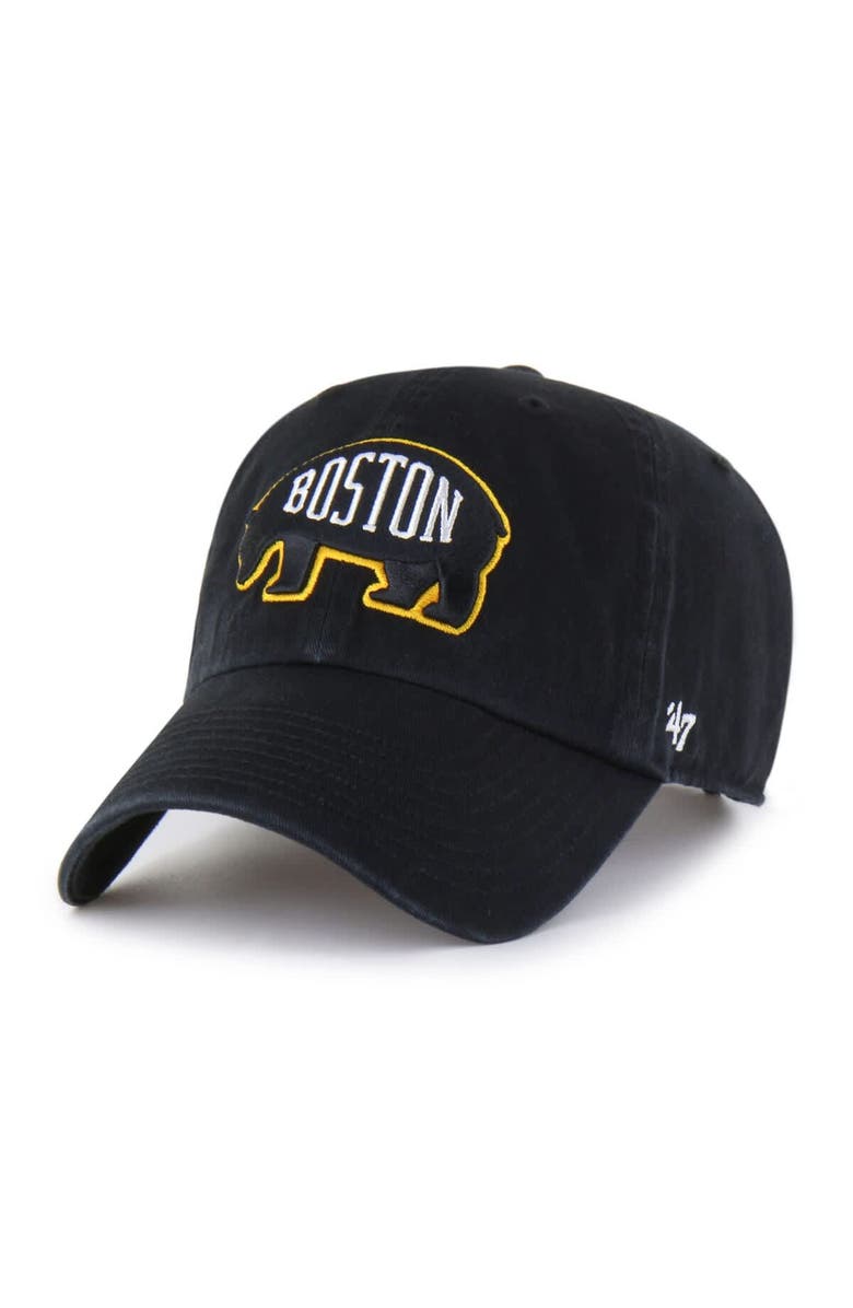 '47 Men's '47 Black Boston Bruins Alternate Logo Clean Up Adjustable Hat, Main, color, Black