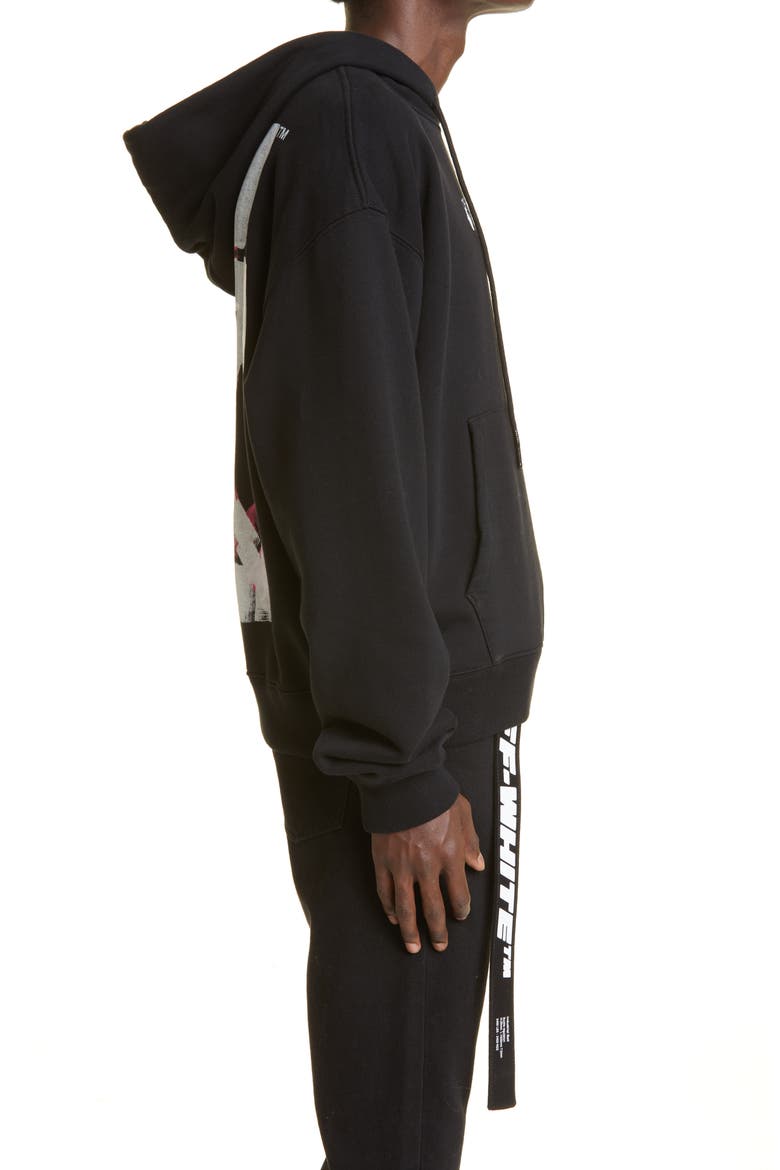 Men's Acrylic Arrow Logo Hoodie, Alternate, color, BLACK FUCHSIA