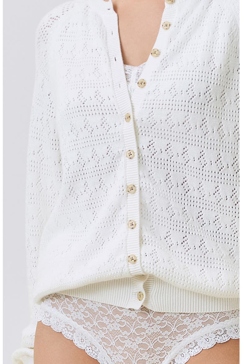 Open Knit Cardigan, Alternate, color, ECRU