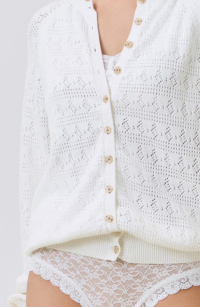 Papinelle Open Knit Cardigan, Alternate, color, Ecru