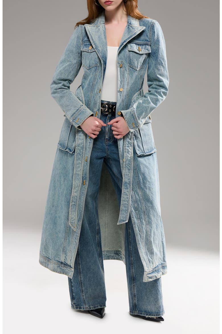 Lucienne Denim Trench Coat, Alternate, color, DENIM