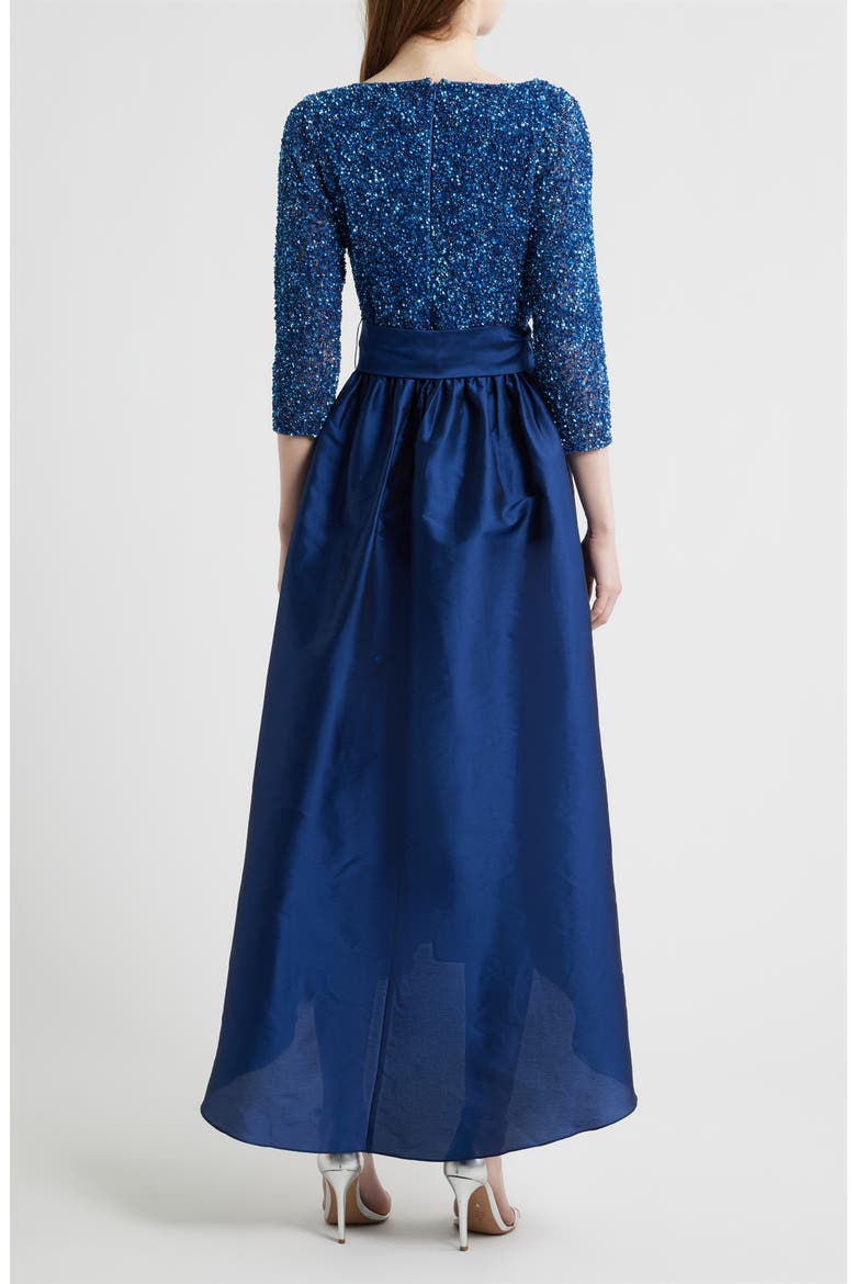 Beaded Bodice Taffeta A-Line Gown, Alternate, color, DENIM 427