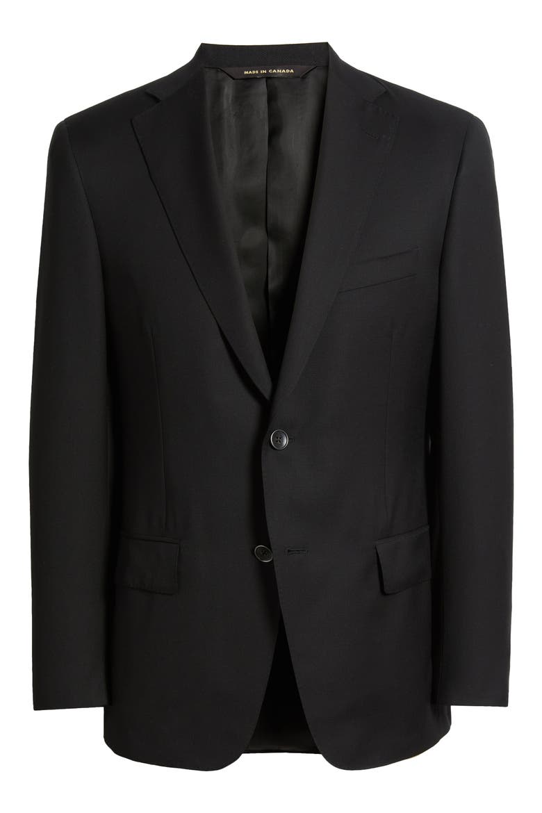 Pebble Weave Black Wool Suit Jacket, Alternate, color, BLACK
