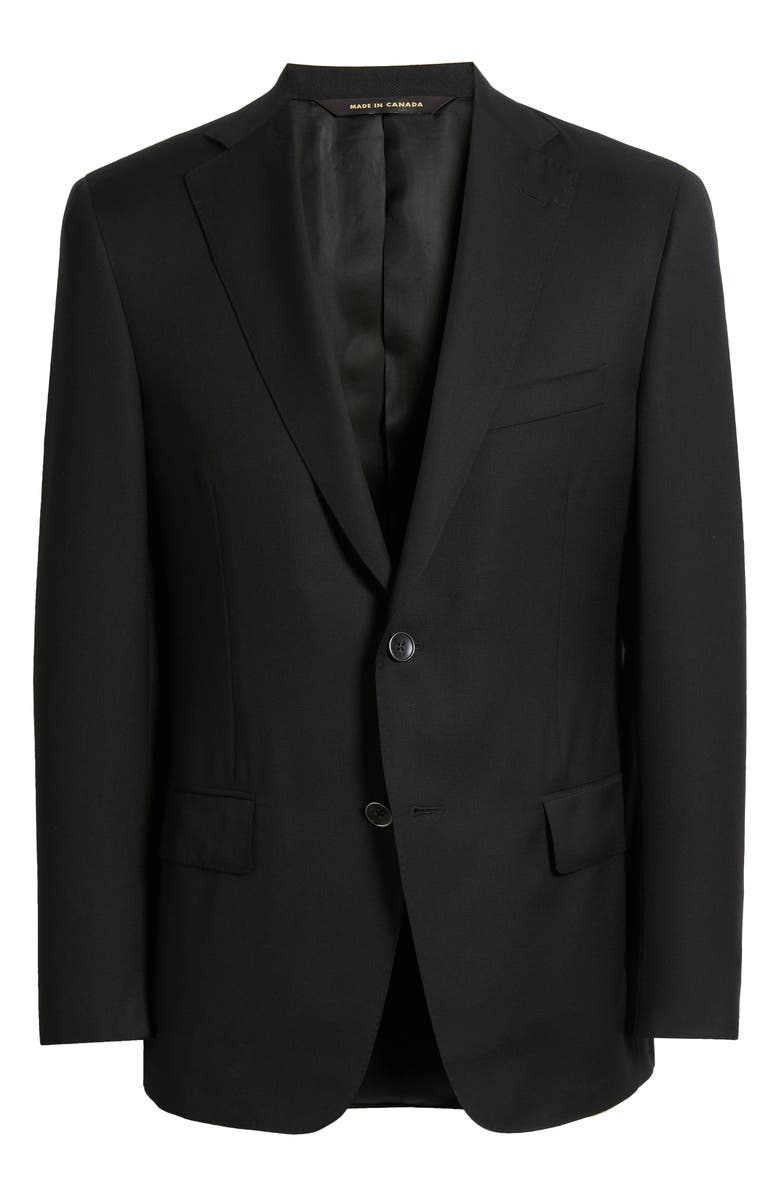 Heritage Gold Pebble Weave Black Wool Suit Jacket, Alternate, color, Black