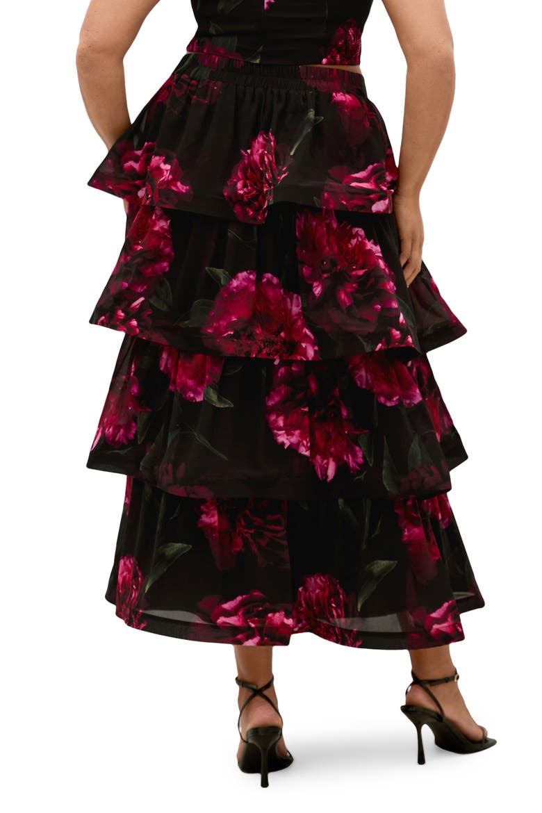 Bianka Floral Print Ruffle Skirt, Alternate, color, LUSH BLOOM