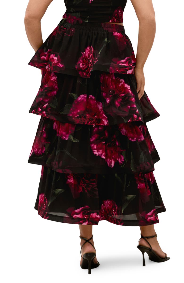 City Chic Bianka Floral Print Ruffle Skirt, Alternate, color, Lush Bloom