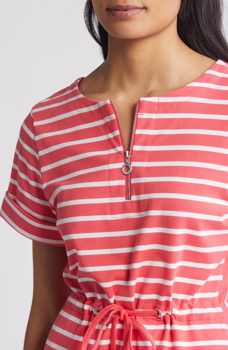 Tommy Bahama Jovanna Stripe Half Zip Dress, Alternate, color, Paradise Pink