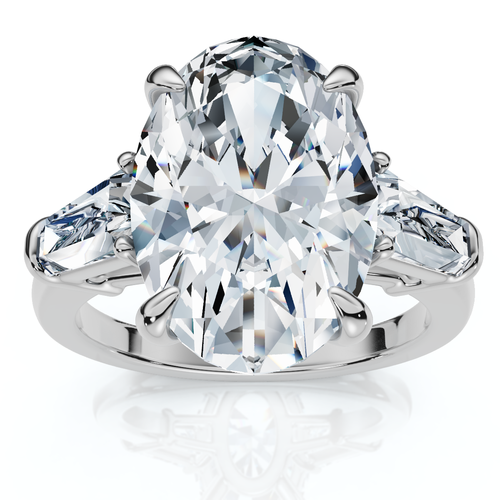 Bliss Diamond Certified 4 1/3ct Oval & Baguette Diamond Engagement Ring 14k Gold/pt Lab Grown In Silver