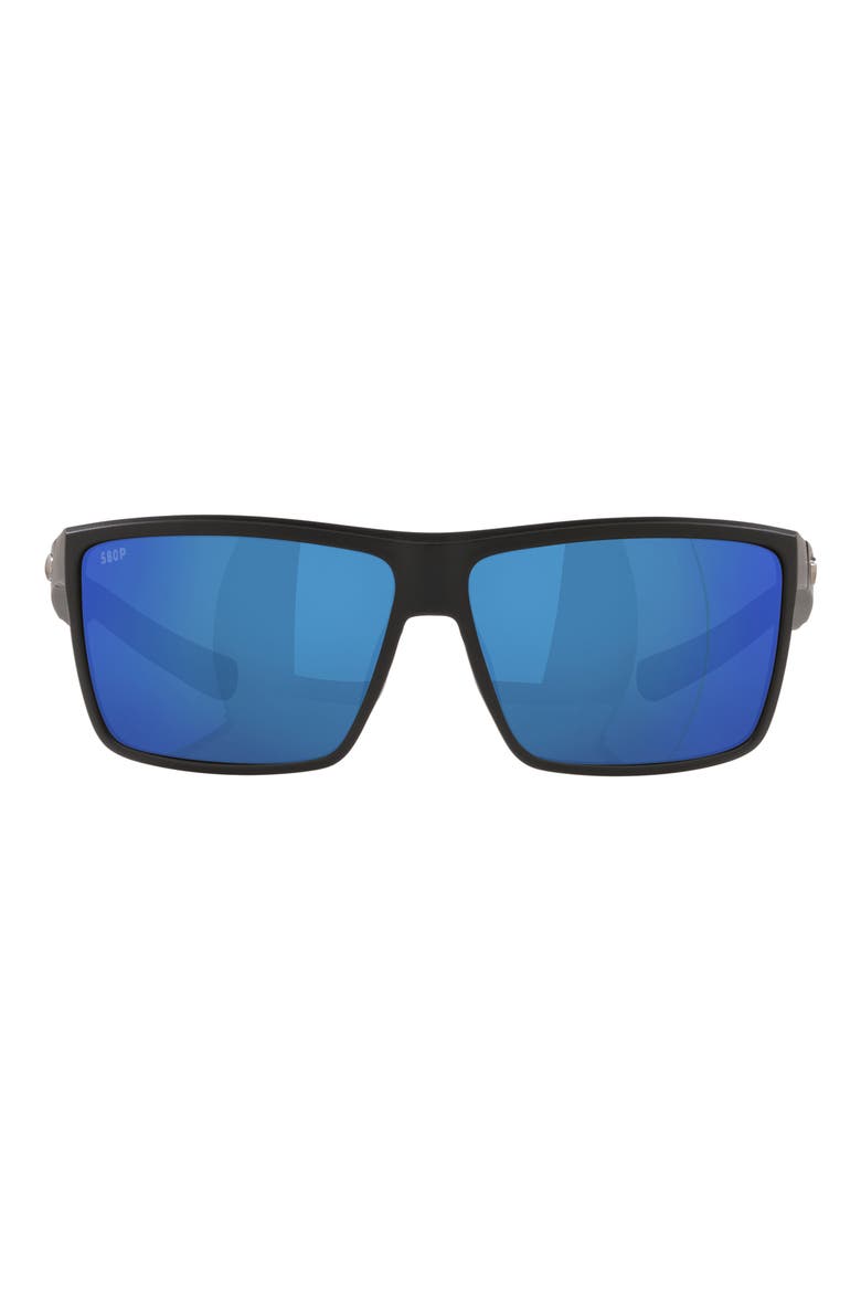 Rinconcito 60mm Polarized Rectangular Sunglasses, Main, color, BLACK