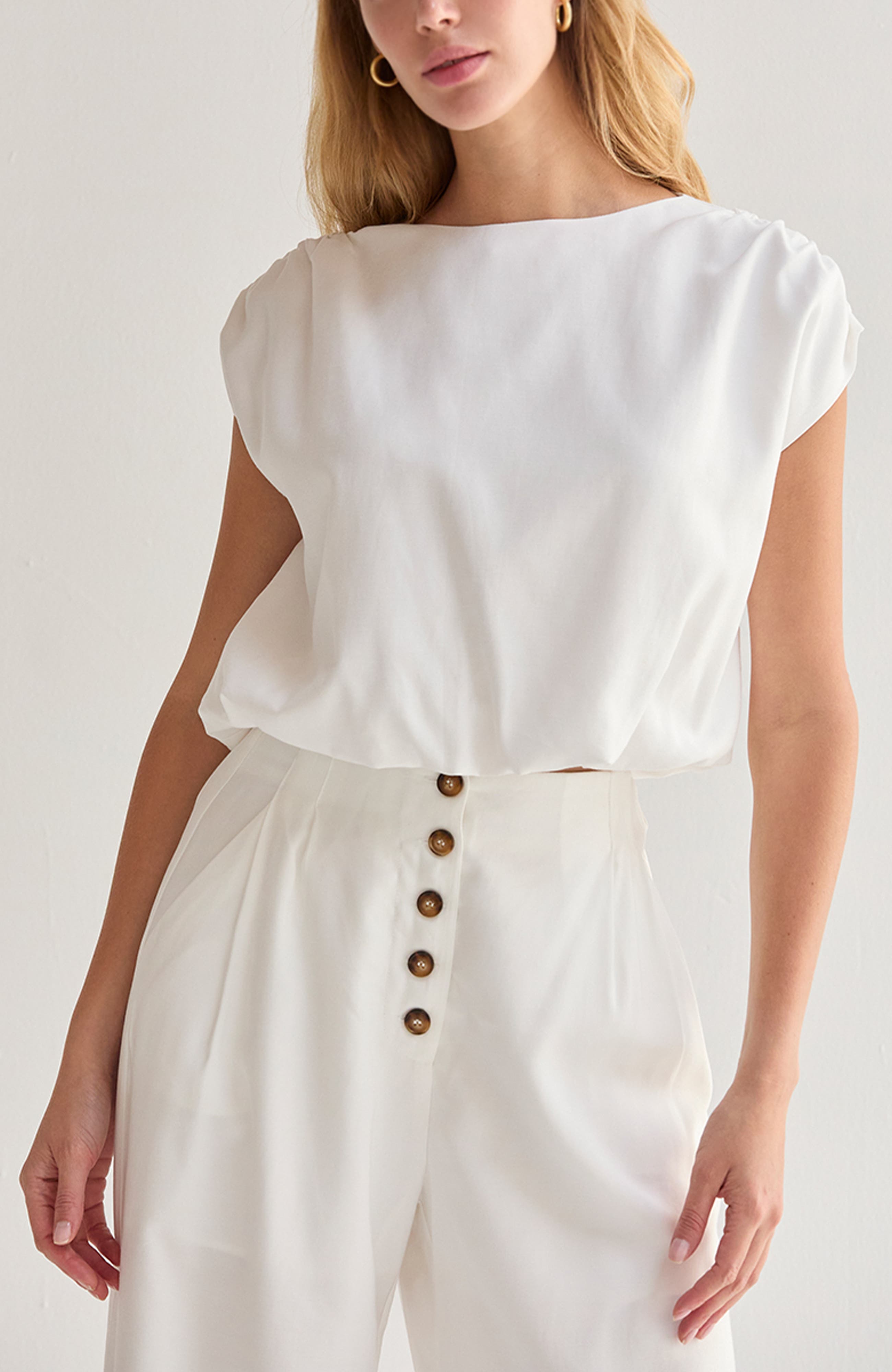 Cap Sleeve Bubble Hem Top - image 3