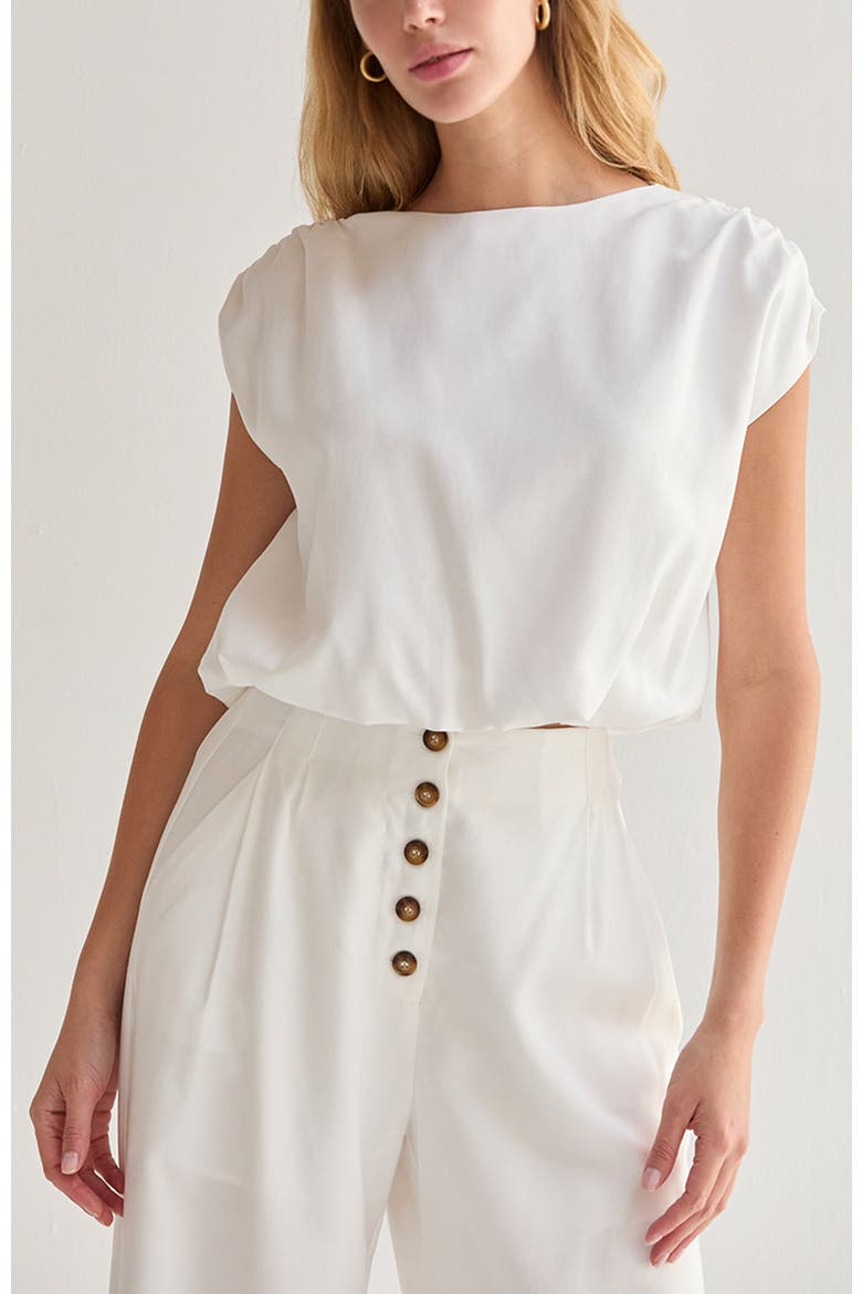 Cap Sleeve Bubble Hem Top, Main, color, Ivory