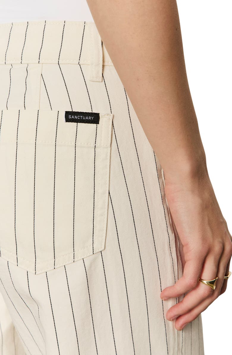 Sanctuary The Marine Stripe Crop Wide Leg Jeans, Alternate, color, Bleached White Pinstripe