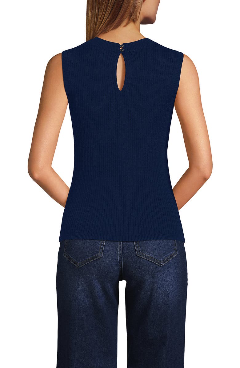 Lands' End Fine Gauge Baby Cable Crew Neck Sleeveless Sweater, Alternate, color, 