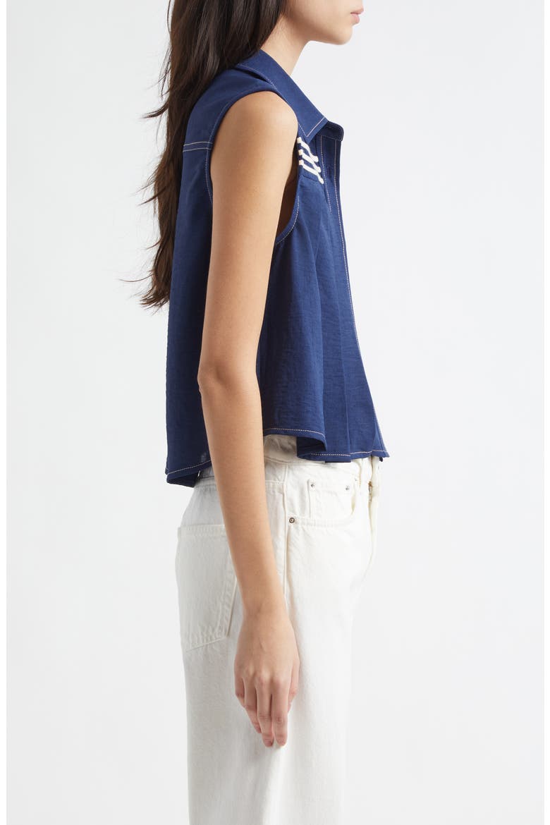 Laura Sleeveless Shirt, Alternate, color, SPRING NAVY