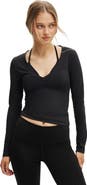 COTTON ON BODY Women's Active Ultra Soft Plunge Front Long Sleeve