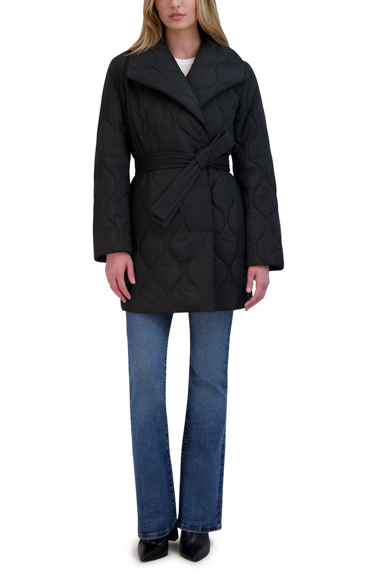 Tahari Janelle Quilted Wrap Coat, Alternate, color, 