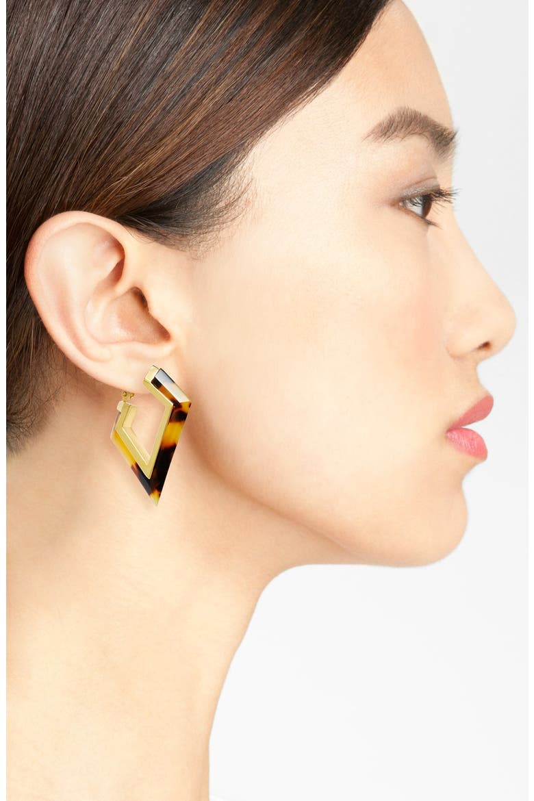 'Argentine Villa' Hoop Clip Earrings, Alternate, color, TORTOISE/ GOLD
