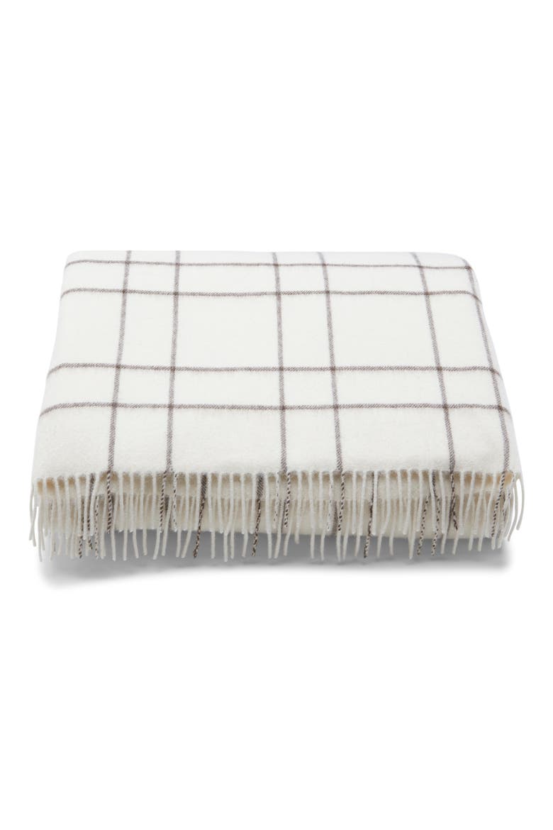 Plaid Wool Throw Blanket, Main, color, MARSHMALLOW