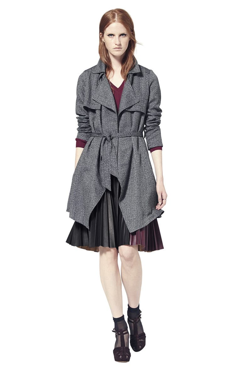 Herringbone Trench Coat, Alternate, color, RICH BLACK