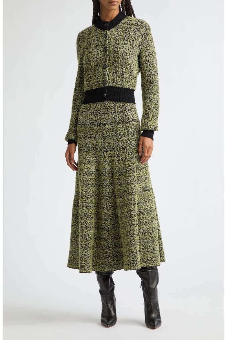 Aubrey Shrunken Jacquard Cardigan, Alternate, color, GREEN STATIC