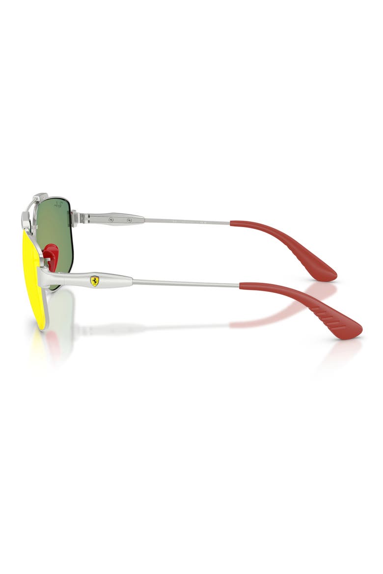 58mm Ferrari Square Sunglasses, Alternate, color, SILVER / GREY MIRROR RED