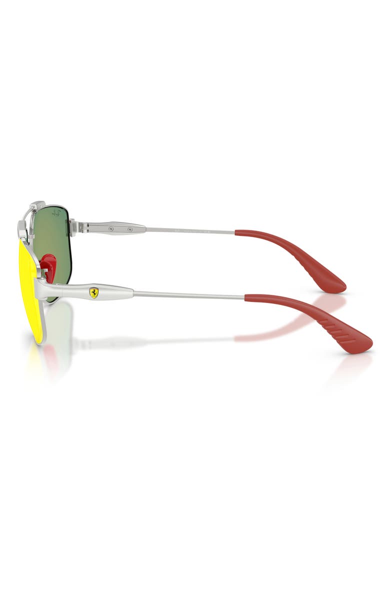 Ray-Ban 58mm Ferrari Square Sunglasses, Alternate, color, Silver / Grey Mirror Red