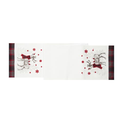 Frosty Reindeer in Scarves Christmas Table Runner 13" x 72"
