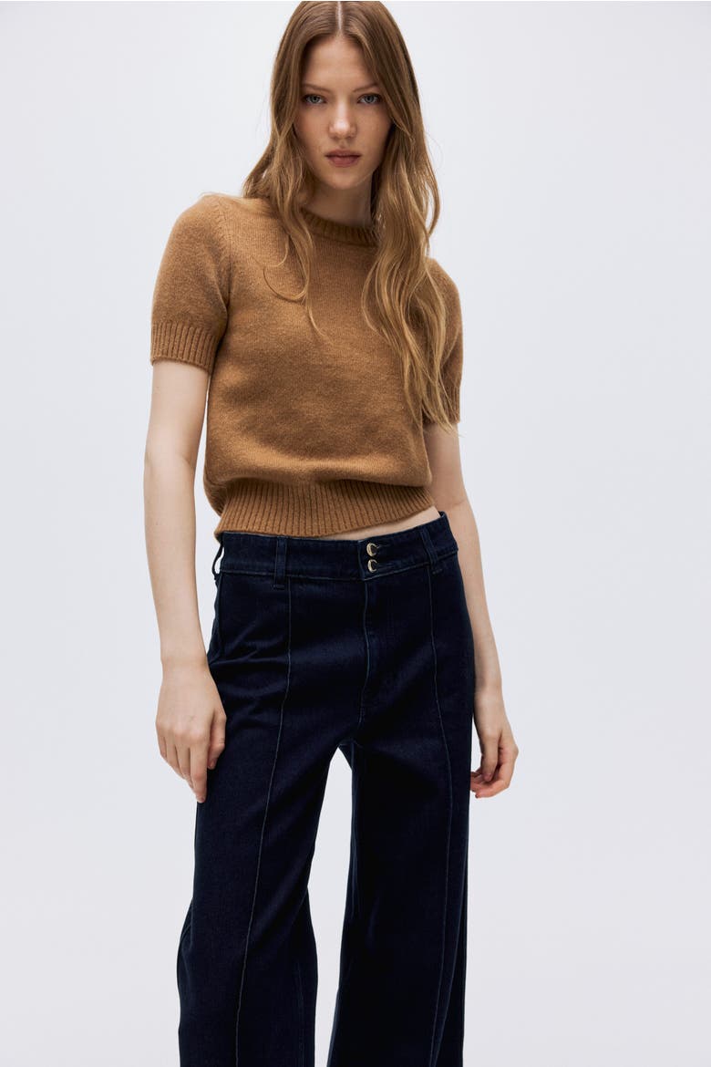 Wide High Ankle Jeans, Alternate, color, Dark denim blue