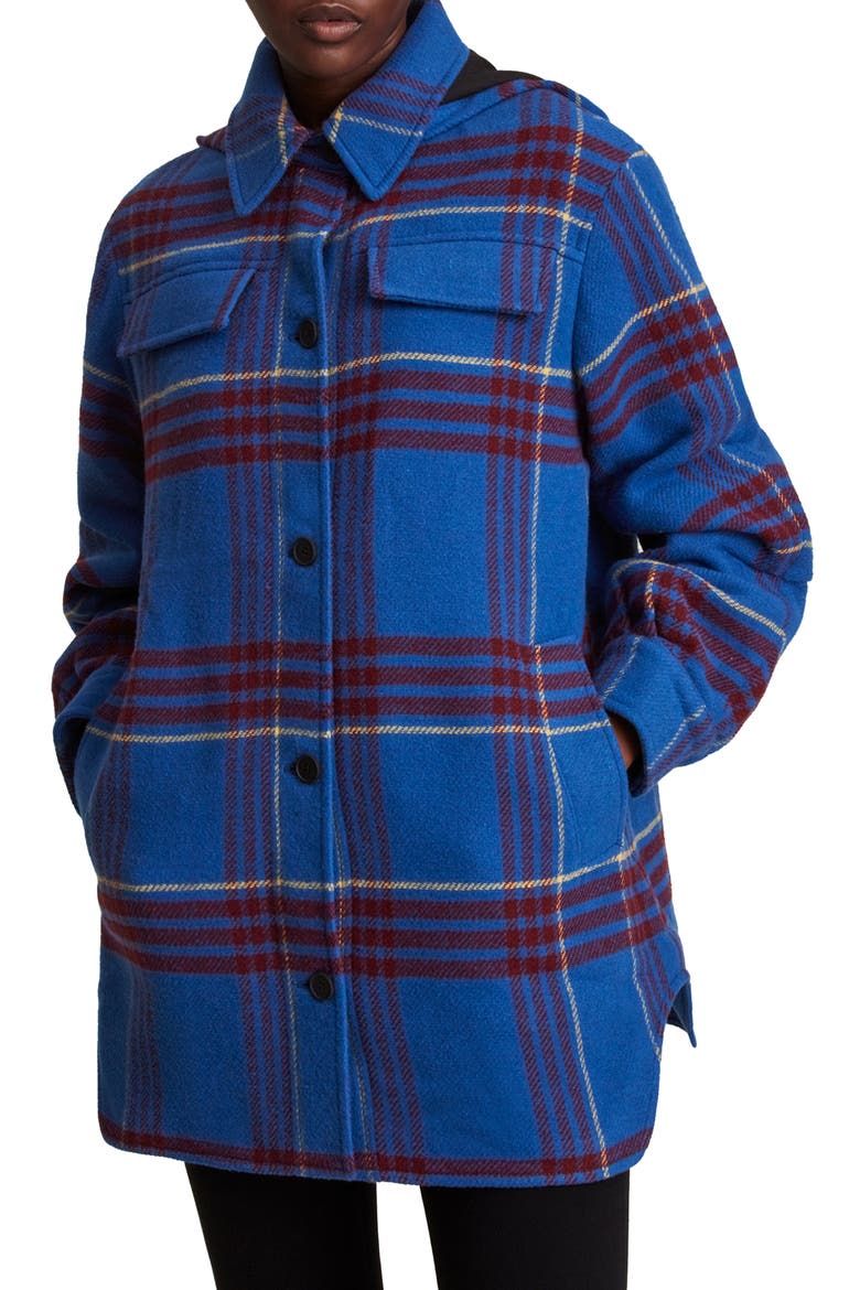 Tessa Oversize Plaid Jacket, Alternate, color, BLUE/RED